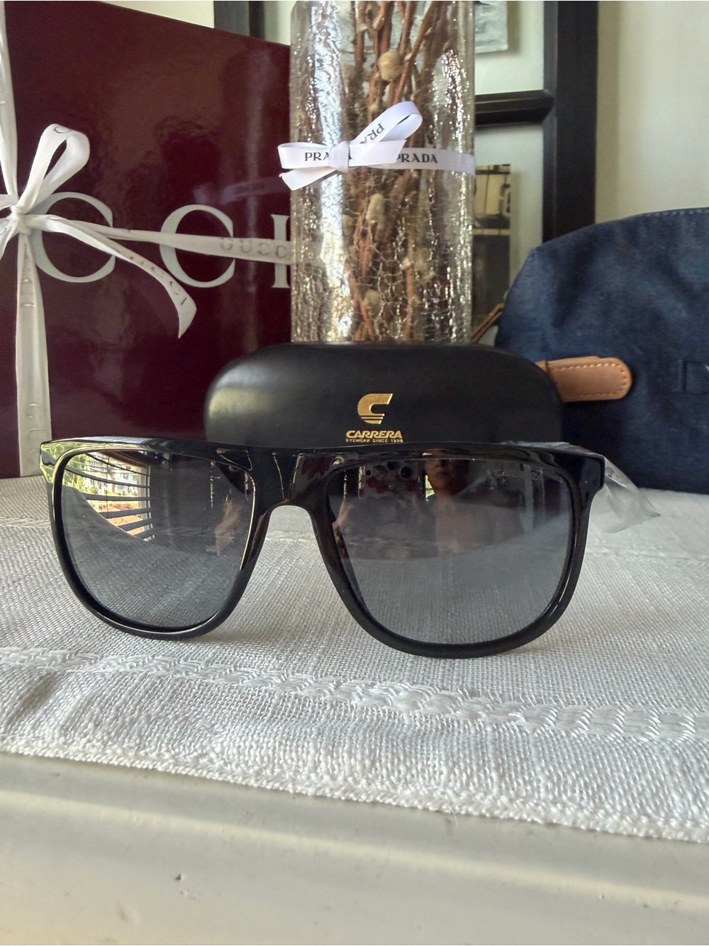 Carrera Black Tortoise Frame Sunglasses with Gray Gradient Lenses